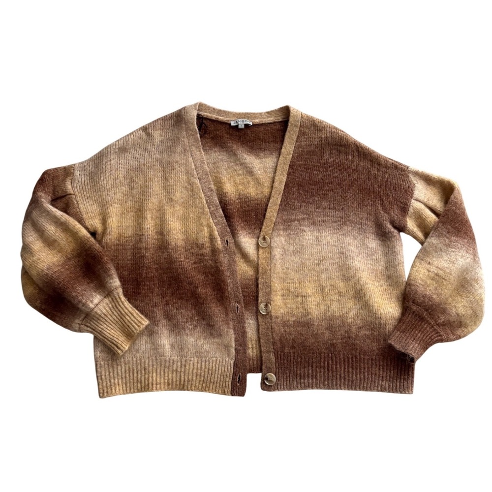 Jamison Cardigan Women L Ombre V-Neck Wool Blend Boho Cardigan Sweater Y2K